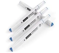 ARTEZA Pennarelli Alcool EverBlend, 4 Sketch Markers dal Colore Blu Egeo A264 a Doppia Punta (Fine e Scalpello), per Disegno, Colorare e Scrapbooking
