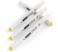 ARTEZA Pennarelli Alcool EverBlend, 4 Sketch Markers dal Colore Giallo Zafferano A9433 a Doppia Punta (Fine e Scalpello), per Disegno, Colorare e Scrapbooking