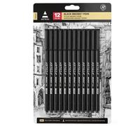 ARTEZA Pennarelli Fineliner, nero, set di 12 pennarelli ultra sottili, punte da 0,4 mm, rifiniture per artisti per disegnare, schizzi, scrivere e prendere appunti