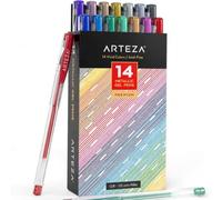 ARTEZA Penne Metallizzate in Gel, Punte da 0,8 a 1 mm, Set da 14 Pezzi, Colori a Penna Atossici e Privi di Acidi, Ideali per Colorare, per Progetti di Calligrafia, Biglietti d'Auguri Personalizzati