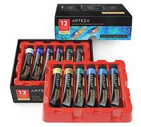 ARTEZA set colori a guazzo, 12 colore a tempera, tonalità mare, tubi da 12 ml, vernice opaca a base d'acqua per tela e carta, kit tempere per dipingere per professionisti, studenti e bambini