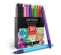 ARTEZA, Set di 20 penne a scatto con inchiostro gel, in colori assortiti, con punta fine da 0,7 mm, adatte per scrivere su quaderni, diari, agende, documenti legali, inviti, ecc.