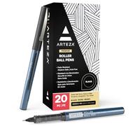 ARTEZA Set di 20 penne a sfera a punta fine, inchiostro liquido nero, extra fine da 0,5 mm, per linee precise per scrivere, prendere appunti e disegnare