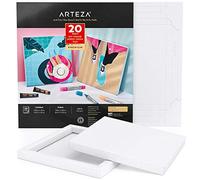 ARTEZA Tela per Dipingere Componibile FaiDaTe, Album 20 Fogli 24,2x24,2cm Ripiegati in Carta Pesante Tecniche Miste, 360 GSM, Tele Pittura No Acidi a Pasta di Cellulosa, Pittura e Arte Tecniche Miste