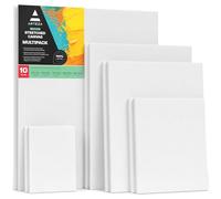 ARTEZA Tela per Dipingere Multi Pack, Tela Bianca 5x7, 8x10, 11x14, 12x16, 16x20 (2 ciascuno) Set di 10, Già Pronte 100% Cotone, Per Acrilico, Olio, o Altre Tecniche a Secco o Umide, Per Artisti