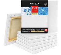 ARTEZA Tele per pittura, confezione da 12, 20 x 22 cm, bianco bianco allungato, 100% cotone, 348,7 g, materiale artistico per adulti e ragazzi, acrilico per colata e pittura ad olio