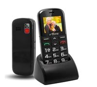 artfone CS182 Nero - Telefono Cellulare per Anziani con Tasti Grandi丨Funzione SOS丨Chiamata Rapida丨Base di Ricarica丨Funzione di orario丨1.8" Display丨Doppia SIM GSM Cellulare senior丨Volume alto丨FM Radio