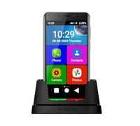artfone SMART_500 | Smartphone 4G, Semplice da usare, Tasto SOS, Display 4.95”, 32GB, 3GB RAM, Camera 13 Mpx, Android 12, Base di ricarica, Nero (Italia)