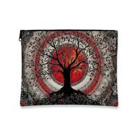 Artful - Trousse da viaggio con albero della vita, borsa da viaggio per donne, piccola borsa portatile in tela con cerniera, regalo per festival, per la cura della pelle, Rosso, 7x9 Inch, Albero