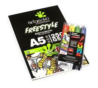 Artgecko A5 Freestyle Schizzi 10 Bianco Fogli PC-1M Primario Portafoglio Di 4