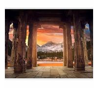 artgeist Carta da parati autoadesiva rimovibile con finestra, 195,6 x 154,9 cm, rimovibile, grande adesivo decorativo da parete, immagine di design, montagne, paesaggio, cielo, 10040904-81