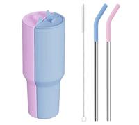 ARTGUTS Separatore di bevande 2 in 1, divisore in silicone con cannucce in acciaio inox, separatore di bevande, punte di paglia e pennello, doppia vasca interna calda e fredda, per Stanley Cup