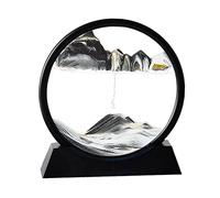 Arthink Moving Sand Art Picture in Motion Round Glass 3D Deep Sea Landscape, Dynamic Sand Art Sandscapes, Sensory Relaxing Desktop Table Decor Desk Decor Art Desk (7 inch, Black)