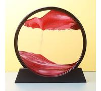 Arthink Moving Sand Art Picture in Motion Round Glass 3D Deep Sea Landscape, Dynamic Sand Art Sandscapes, Sensory Relaxing Desktop Table Decor Desk Decor Art Desk (7 inch, Red)