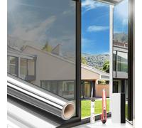 Arthome Pellicola per Vetri Finestre Anti-UV 60cmx1000cm, Argento, Controllo del Calore Oscuranti per Finestre Riflettente Adesiva per casa e ufficio Riduzione Abbagliamento solare con strumento