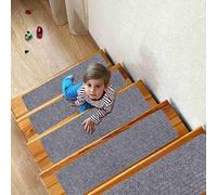 Arthome Tappeti per Scale 15 Pezzi 20x76cm per Gradini Legno, Tappetini Antiscivolo Sicurezza per animali domestici, anziani e bambini, Adesivi Antiscivolo per Moquette (Grigio)