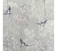 Giapponese Uccello Giardino Arthouse Parati Grigio 908105 Orientale Alberi Fiori