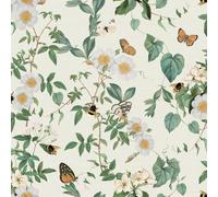 Botanico Carta da Parati Crema Multi 95502 Bumblebee Trail Farfalla Fiori Foglie