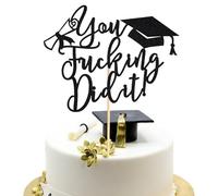 Arthsdite 1 decorazione per torta con scritta "You Did It", decorazione per torta classe 2025, decorazioni per feste di laurea, colore nero glitterato
