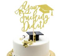 Arthsdite 1 decorazione per torta con scritta "You Did It", decorazione per torta classe 2026, decorazioni per feste di laurea, colore oro glitterato