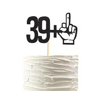 Arthsdite 39 + 1 decorazione per torta con glitter neri - Decorazioni per feste di compleanno 40 anni - Divertenti forniture per feste di compleanno quarant'anni