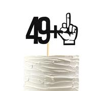 Arthsdite 49+1 dito medio nero Glitter Cake Topper - 50° compleanno decorazioni - Divertente cinquant’anni di compleanno forniture per feste di compleanno