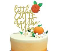 Arthsdite Little Cutie is On the Way - Topper per torta con decorazione arancione per torta a tema agrumi, baby shower, feste di compleanno per bambini
