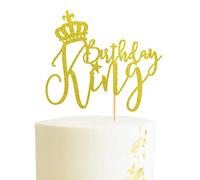 Arthsdite Topper per torta di compleanno con motivo King Prince, 1° 2° 3° 10° 13° 18° 21° 30° 40° 50° compleanno Cake Topper/Gender Reveal Party Decoration - Oro Glitter
