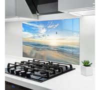 ARTHUB® Paraschizzi Cucina in Vetro temperato 50x70 cm, Beautiful Beach | Protezione Contro Gli Schizzi, Protezione murale per fornelli, Vetro temperato, Paesaggi, Spiagge