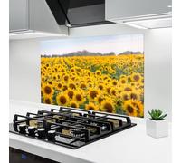 ARTHUB® Paraschizzi Cucina in Vetro temperato 50x70 cm, Blooming Sunflowers | Protezione Contro Gli Schizzi, Protezione murale per fornelli, Vetro temperato, Paesaggi, Estate