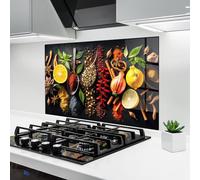 ARTHUB® Paraschizzi Cucina in Vetro temperato 50x70 cm, Closeup Pices | Protezione Contro Gli Schizzi, Protezione murale per fornelli, Vetro temperato, Alimenti, Spezie