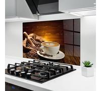 ARTHUB® Paraschizzi Cucina in Vetro temperato 50x70 cm, Latte Coffee | Protezione Contro Gli Schizzi, Protezione murale per fornelli, Vetro temperato, Alimenti, caffè