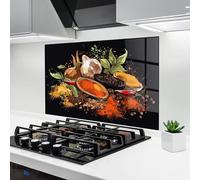 ARTHUB® Paraschizzi Cucina in Vetro temperato 50x70 cm, Pretty Spices | Protezione Contro Gli Schizzi, Protezione murale per fornelli, Vetro temperato, Alimenti, Spezie