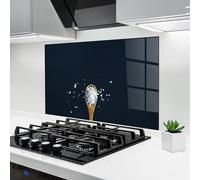 ARTHUB® Paraschizzi Cucina in Vetro temperato 50x70 cm, Salt On Black | Protezione Contro Gli Schizzi, Protezione murale per fornelli, Vetro temperato, Alimenti, Spezie