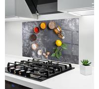 ARTHUB® Paraschizzi Cucina in Vetro temperato 50x70 cm, Seasonings with Oil | Protezione Contro Gli Schizzi, Protezione murale per fornelli, Vetro temperato, Alimenti, Spezie