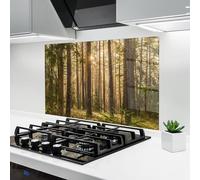 ARTHUB® Paraschizzi Cucina in Vetro temperato 50x70 cm, Sunrise Forest | Protezione Contro Gli Schizzi, Protezione murale per fornelli, Vetro temperato, Paesaggi, Foreste