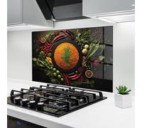 ARTHUB® Paraschizzi Cucina in Vetro temperato 50x70 cm, Tomato Spices | Protezione Contro Gli Schizzi, Protezione murale per fornelli, Vetro temperato, Alimenti, Spezie