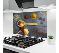 ARTHUB® Paraschizzi Cucina in Vetro temperato 50x70 cm, Yellow Red Spices | Protezione Contro Gli Schizzi, Protezione murale per fornelli, Vetro temperato, Alimenti, Spezie