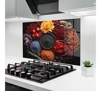 ARTHUB® Paraschizzi Cucina in Vetro temperato 60x100 cm, Autumn Color Spices | Protezione Contro Gli Schizzi, Protezione murale per fornelli, Vetro temperato, Alimenti, Spezie