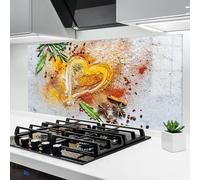 ARTHUB® Paraschizzi Cucina in Vetro temperato 60x120 cm, Heart Spice Powders | Protezione Contro Gli Schizzi, Protezione murale per fornelli, Vetro temperato, Alimenti, Spezie