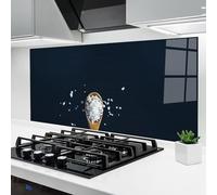ARTHUB® Paraschizzi Cucina in Vetro temperato 60x120 cm, Salt On Black | Protezione Contro Gli Schizzi, Protezione murale per fornelli, Vetro temperato, Alimenti, Spezie