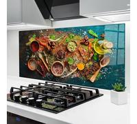 ARTHUB® Paraschizzi Cucina in Vetro temperato 60x120 cm, Seasonings Mix | Protezione Contro Gli Schizzi, Protezione murale per fornelli, Vetro temperato, Alimenti, Spezie