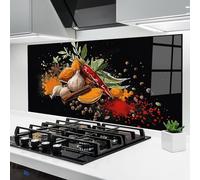 ARTHUB® Paraschizzi Cucina in Vetro temperato 60x120 cm, Spices Art | Protezione Contro Gli Schizzi, Protezione murale per fornelli, Vetro temperato, Alimenti, Spezie