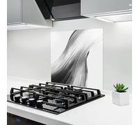 ARTHUB® Paraschizzi Cucina in Vetro temperato 60x60 cm, Monochrome Wave | Protezione Contro Gli Schizzi, Protezione murale per fornelli, Vetro temperato, Astratto, Astratto con Linee
