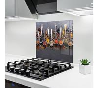 ARTHUB® Paraschizzi Cucina in Vetro temperato 60x60 cm, Spices Black Board | Protezione Contro Gli Schizzi, Protezione murale per fornelli, Vetro temperato, Alimenti, Spezie