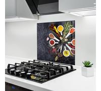 ARTHUB® Paraschizzi Cucina in Vetro temperato 60x60 cm, Spices | Protezione Contro Gli Schizzi, Protezione murale per fornelli, Vetro temperato, Alimenti, Spezie