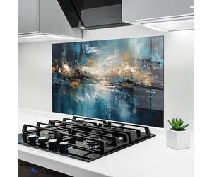 ARTHUB® Paraschizzi Cucina in Vetro temperato 60x80 cm, Abstract Blue Art | Protezione Contro Gli Schizzi, Protezione murale per fornelli, Vetro temperato, Astratto, Arte Astratta