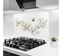 ARTHUB® Paraschizzi Cucina in Vetro temperato 60x80 cm, Bee Spring Flower | Protezione Contro Gli Schizzi, Protezione murale per fornelli, Vetro temperato, Paesaggi, Primavera