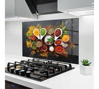 ARTHUB® Paraschizzi Cucina in Vetro temperato 60x80 cm, Colorful Herbs Spices | Protezione Contro Gli Schizzi, Protezione murale per fornelli, Vetro temperato, Alimenti, Spezie