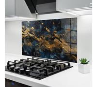 ARTHUB® Paraschizzi Cucina in Vetro temperato 60x80 cm, Gold Explosion | Protezione Contro Gli Schizzi, Protezione murale per fornelli, Vetro temperato, Astratto, Arte Astratta